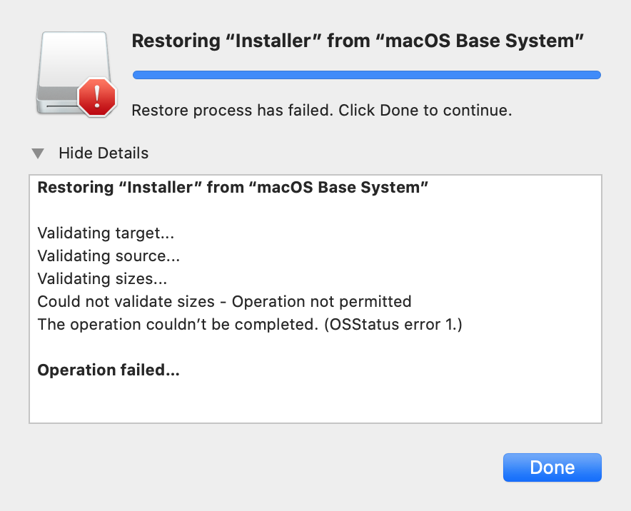 mac restore image is not valid for restoring could not validate source